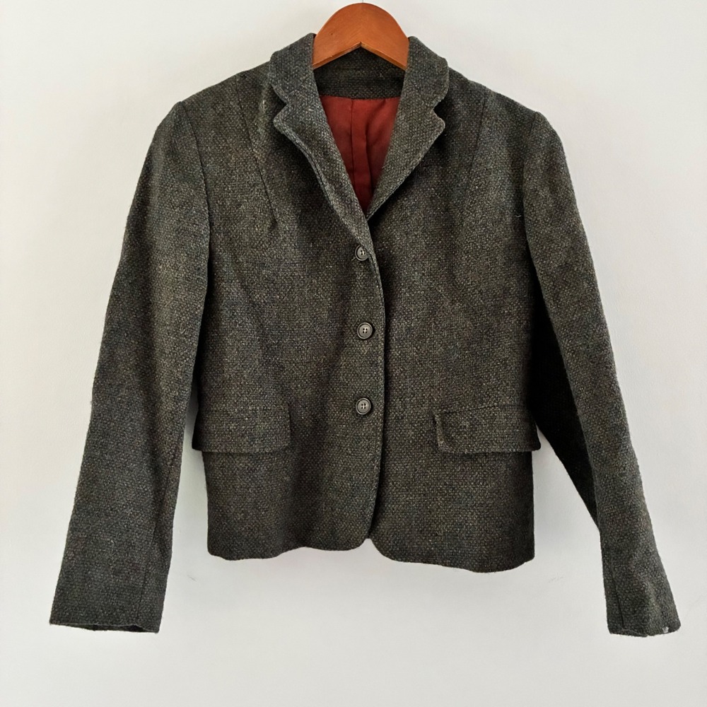 Vtg Harris Tweed Blazer XS Handwoven Wool Scottish Heritage Preppy Equestrian